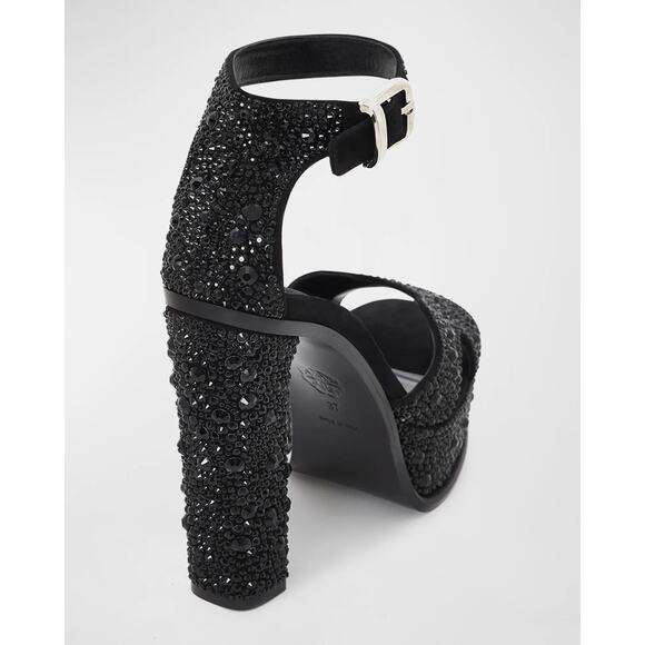 Alexander McQueen Crystal Platform High Heel Sandals - 9 - Black - Picture 3 of 3